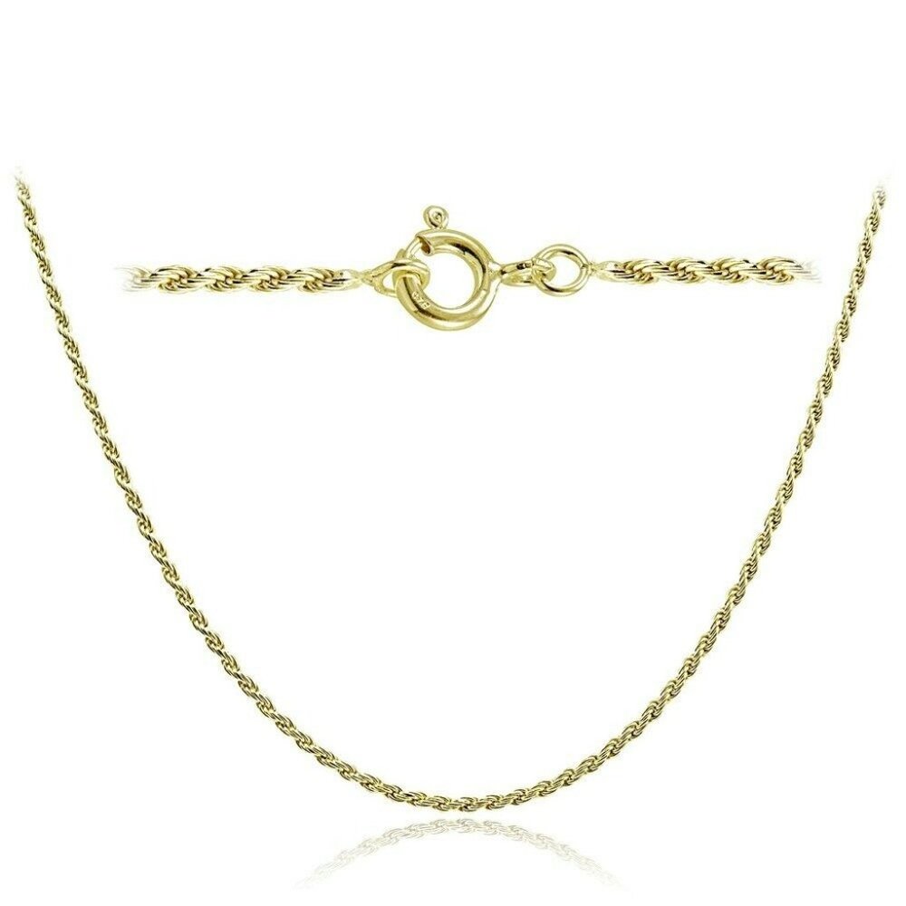 Unisex 18k Gold over 925 SS 1mm Diamond Chain
